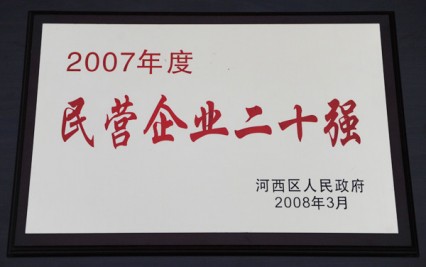 2007年度民营企业二十强奖牌
